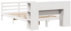Cama com estante sem colchão 160x200 cm pinho maciço branco
