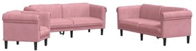 3 pcs conjunto de sofás veludo rosa