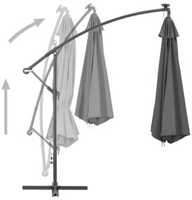 Guarda-sol cantilever com poste de aço 300 cm antracite