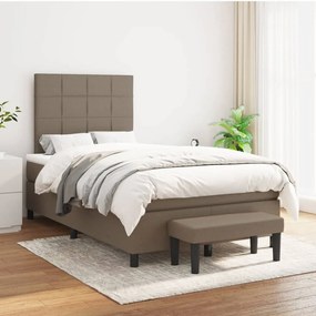 Cama boxspring c/ colchão 120x190cm tecido castanho-acinzentado