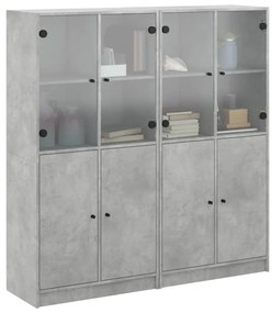 Estante c/ portas 136x37x142 cm derivados madeira cinza cimento
