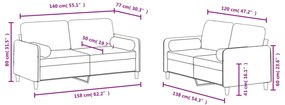 2 pcs conjunto de sofás com almofadas veludo verde-escuro
