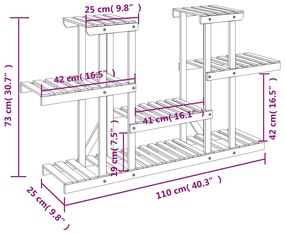 Suporte de plantas 110x25x73 cm madeira de abeto maciça