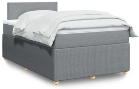 Cama boxspring com colchão 120x190 cm tecido cinzento-claro