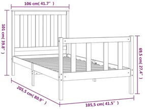 Cama sem colchão 100x200 cm madeira de pinho maciça branco