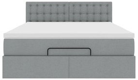Cama otomana com colchão 140x190 cm tecido cinzento claro