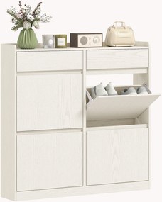 Sapateira com capacidade para 8 pares 98 x 19,2 x 95,3 cm, com 2 gavetas deslizantes e 4 gavetas basculantes, branco