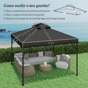 Toldo de Substituição 3x3 m com Teto Duplo Orifícios de Drenagem e UPF 30+ Apenas Toldo NÃO Inclui Estrutura Cinzento Claro