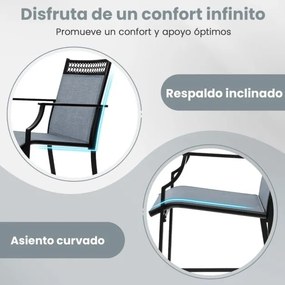 Conjunto de 2 bancos de bar para Jardim com apoio para os pés em metal à altura do balcão para jardim, piscina, varanda, cozinha Azul
