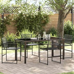 vidaXL Conjunto de Jantar de Jardim 5 Peças Rattan Poliéster Preto