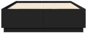 Estrutura cama c/ luzes LED 160x200 cm derivados madeira preto