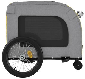 Reboque bicicleta p/ animais tecido oxford/ferro amarelo/cinza