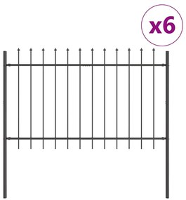 Cerca de Jardim com Topo de Lança Cinza 10,2x1,2 m em Aço