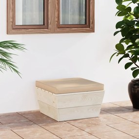vidaXL Otomano de paletes p/ jardim com almofadões abeto impregnado