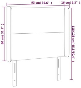 Cabeceira de cama c/ LED couro artificial 93x16x118/128cm preto