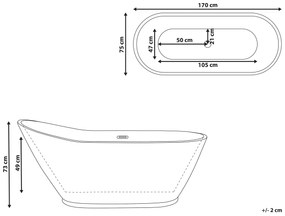 Banheira autónoma em acrílico branco 170 x 75 cm LONDRINA Beliani