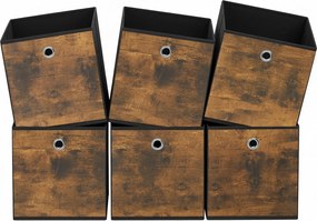 Conjunto caixas organizadoras 6 caixas de arrumação 42 x 21 cm (L x A) castanho-preto