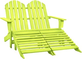 vidaXL Cadeira de jardim e otomano Adirondack 2 lugares abeto verde