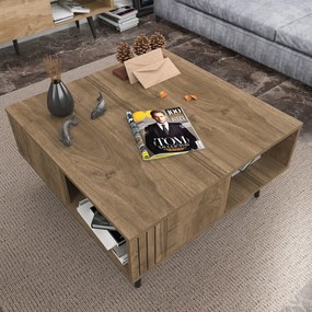 Mesa de Café Ronas - Nogueira - 89,6cm x 89,6cm x 46,5cm