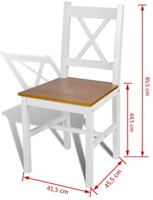 Cadeiras de jantar 2 pcs madeira de pinho branco