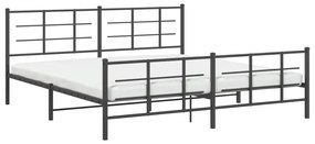 Estrutura de cama com cabeceira e pés 200x200 cm metal preto