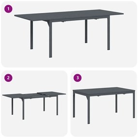 Conjunto de Jantar de 9 Peças Manual 9 pcs Cinza Escuro Largo