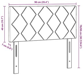 Cabeceira com design de bloco de diamante em veludo rosa, 90cm