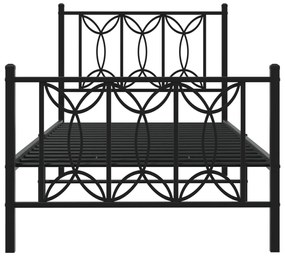 Estrutura de cama com cabeceira e pés 90x200 cm metal preto