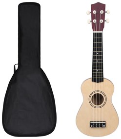 70146 vidaXL Conjunto ukulele soprano infantil c/ saco madeira clara 21"