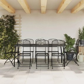 vidaXL 9 pcs conjunto de jantar para jardim rede de metal antracite