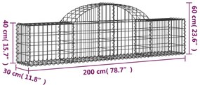 Cestos gabião arqueados 14pcs 200x30x40/60 cm ferro galvanizado