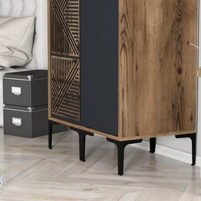 Roupeiro Kumsal PS – Nogueira e Antracite – 80x47,5x201,4 cm