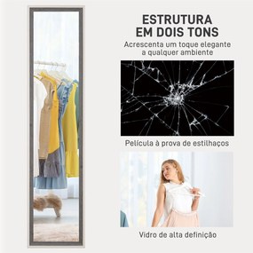 Espelho de Pé 37x157 cm Espelho de Corpo Inteiro com Estrutura de MDF
