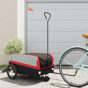vidaXL Reboque para bicicleta 45 kg ferro preto e vermelho