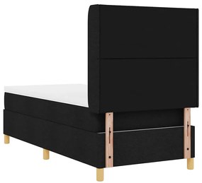 Cama Box Spring com Colchão e LED Preta 100x200 cm Tecido