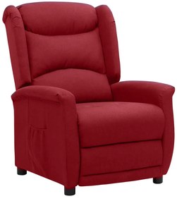 vidaXL Poltrona reclinável tecido vermelho tinto