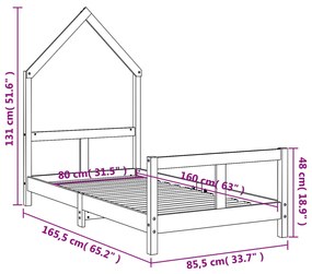 Estrutura de cama infantil 80x160 cm pinho maciço branco