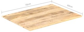 Tampo de mesa madeira de mangueira maciça 15-16 mm 70x60 cm