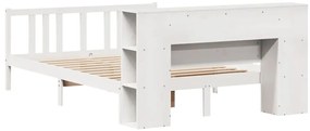 Cama com estante sem colchão 150x200 cm pinho maciço branco
