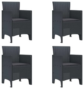 vidaXL Cadeira de Jardim 4 pcs Antracite 53 x 49 x 85 cm PP