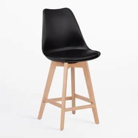 Banco Alto Nórdico Com Almofada De Couro Sintético Preto & ↑65 Cm - Sklum