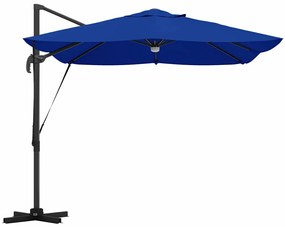 Guarda-sol Cantilever Roma com LEDs, Azul Azure, 352x251x265 cm, Alumí