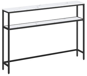 Mesa consola com 2 prateleiras 20 x 120 x 80 cm Imitação mármore Branco  + Preto