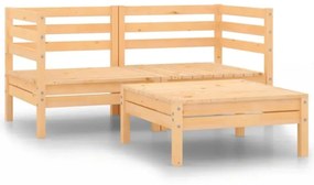 vidaXL 3 pcs conjunto lounge de jardim madeira de pinho maciça