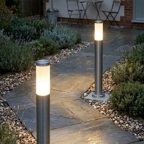 Candeeiro de poste exterior moderno em aço com opal 80 cm IP44 - Rox