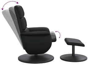 Cadeira reclinável com apoio de pés couro artificial preto