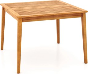 Mesa de jantar jardim exterior para 4 pessoas quadrada 100 cm com orifício para guarda-sol de 5 cm Natural