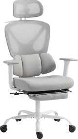 Cadeira de escritório ergonómica, cadeira de escritório com apoio lombar dinâmico e adaptável, 73 x 75 x 120-128 cm, cinzenta