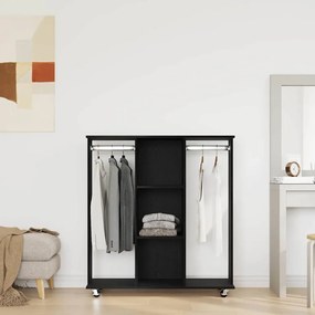 vidaXL Guarda-roupas com Rodas em Carvalho Preto 102x38x110 cm Madeira de Engenharia