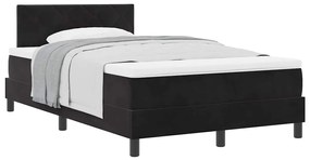 Cama Box Spring vidaXL com Colchão Preto Casal Pequeno em Veludo